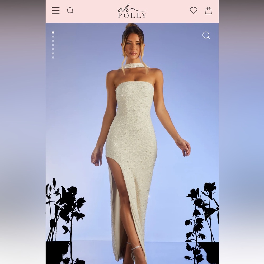 Oh Polly Belgravia Embellished bandeau Maxi in Ivory